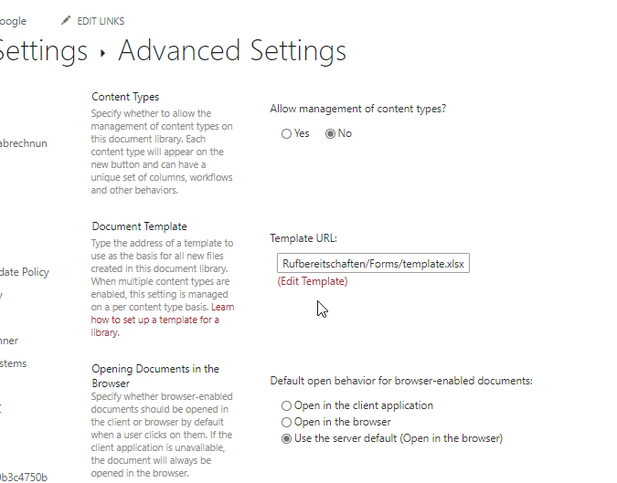 Advanced Settings of Library