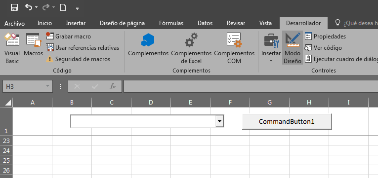 Porción del ejemplo de Excel