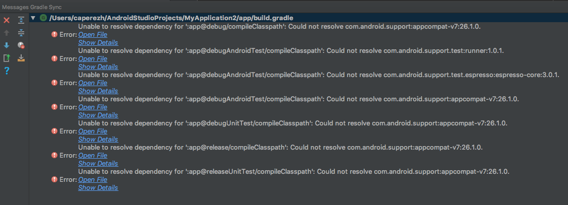 Error al compilar gradle