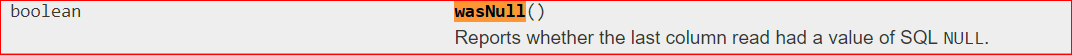 ORACLE ResultSet.wasNull()