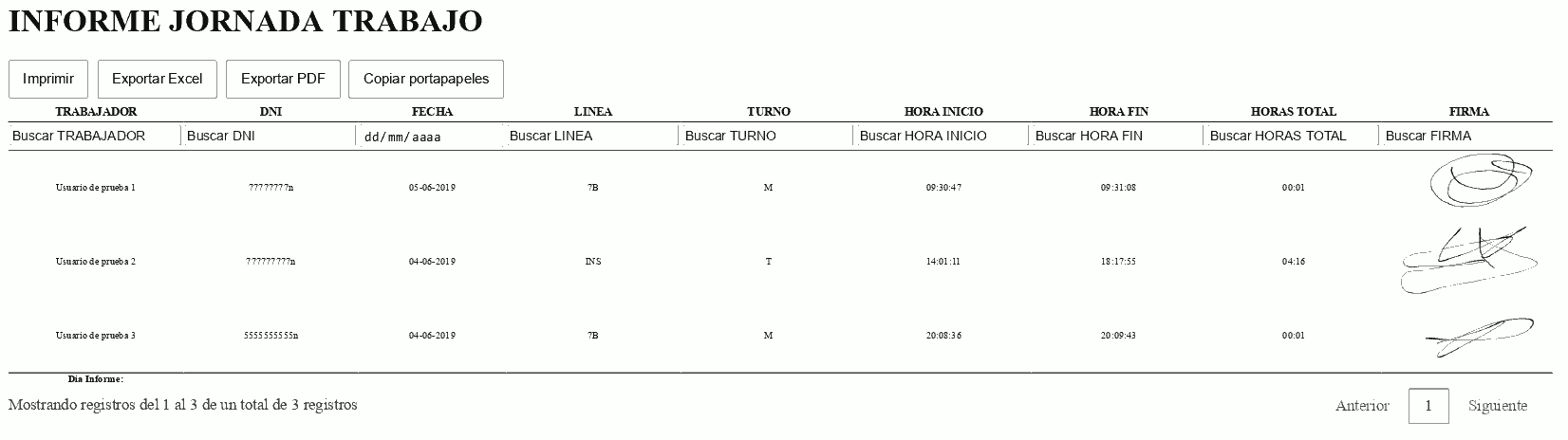 en el listado si aparecen las firmas pero al darle a imprimir aparece en blanco