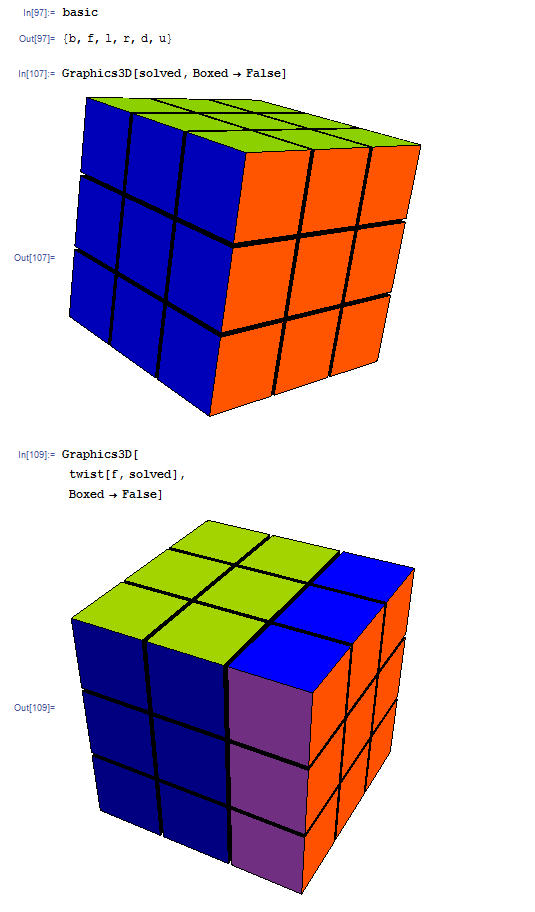 Rubik's cube, solved state transformed to one front-twist