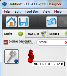 screen capture of LDD software showing mini figure trophy name