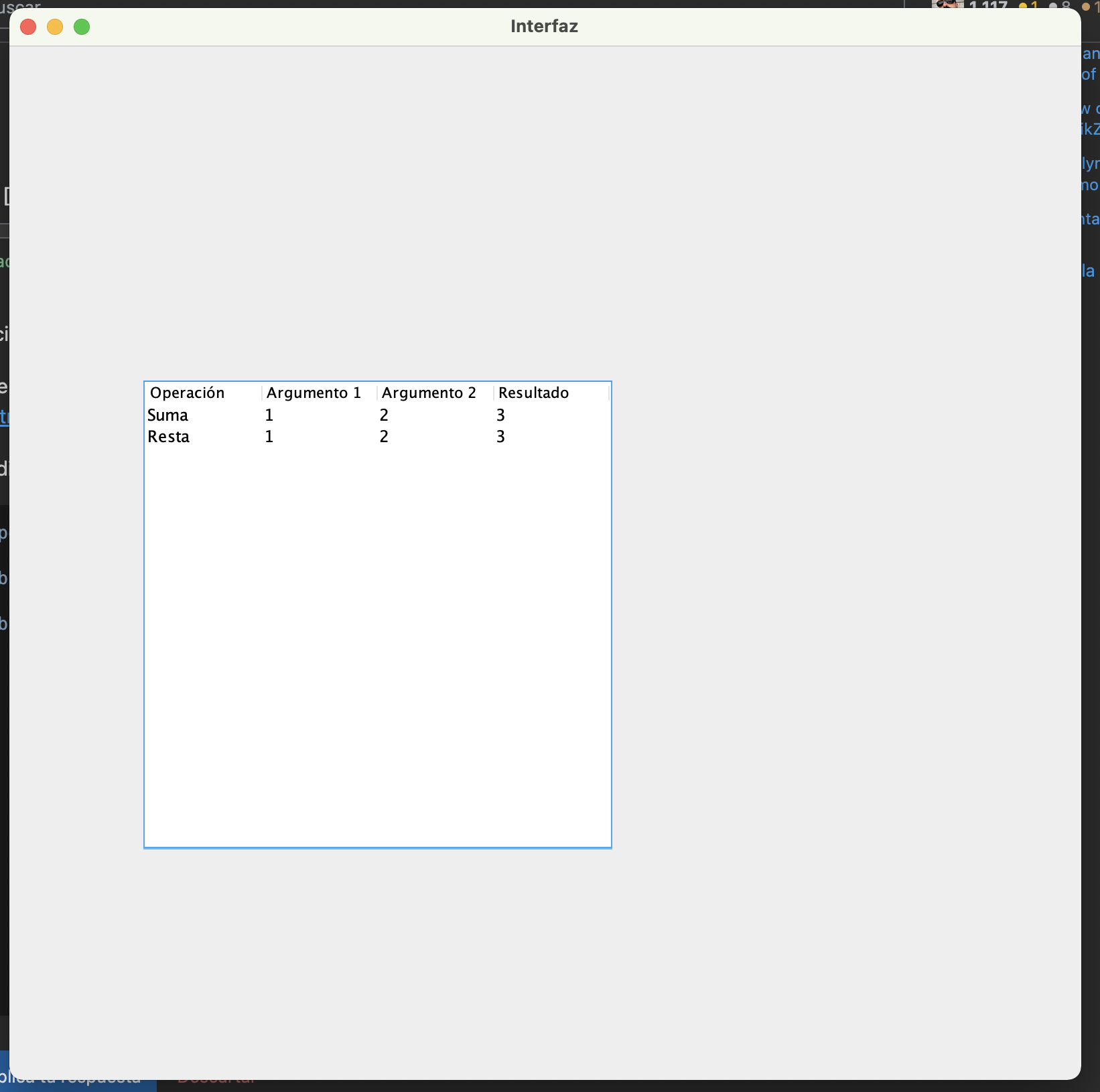 JFrame con JTable mostrando cabecera