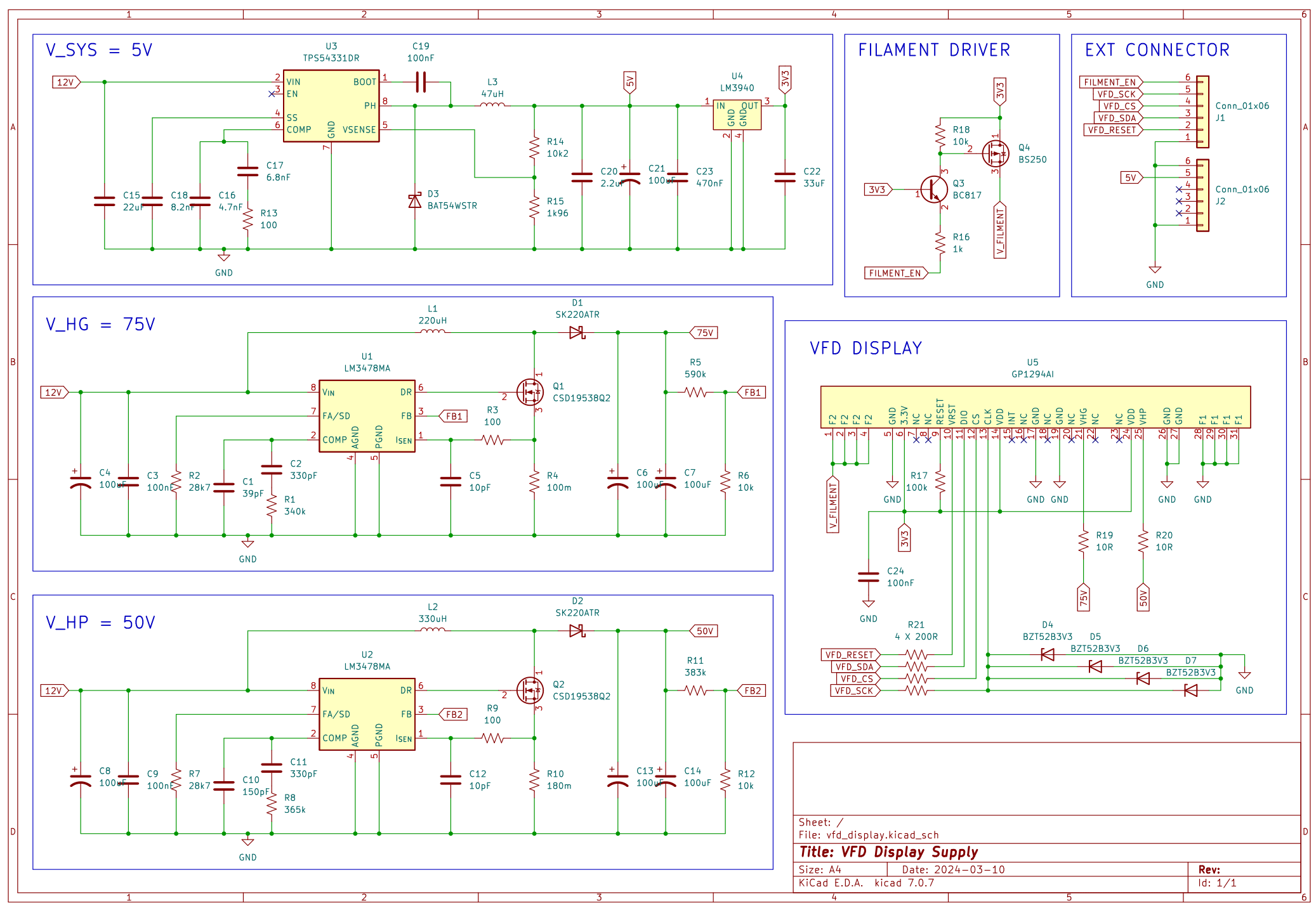 Adjusted VFD Display Power Supply