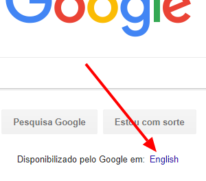 trocar para o google em inglês