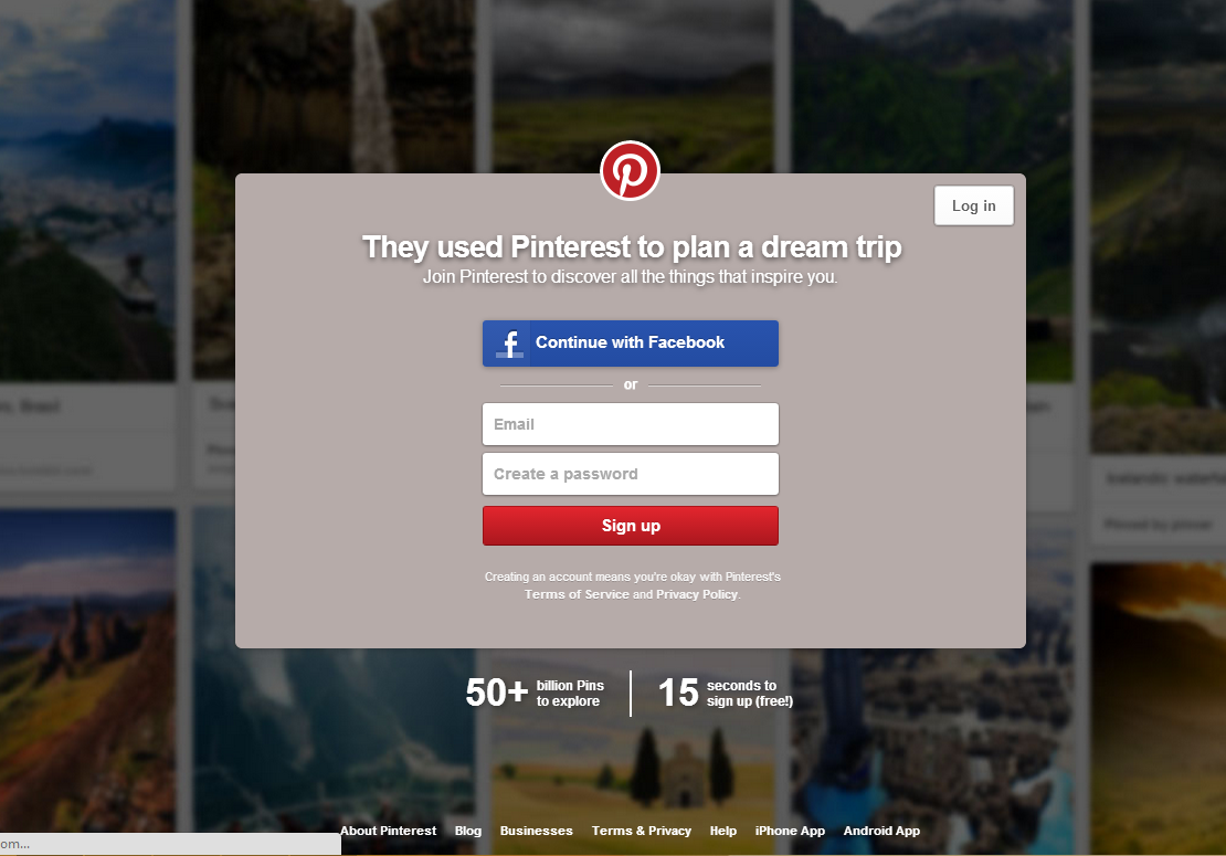 Pinterest login