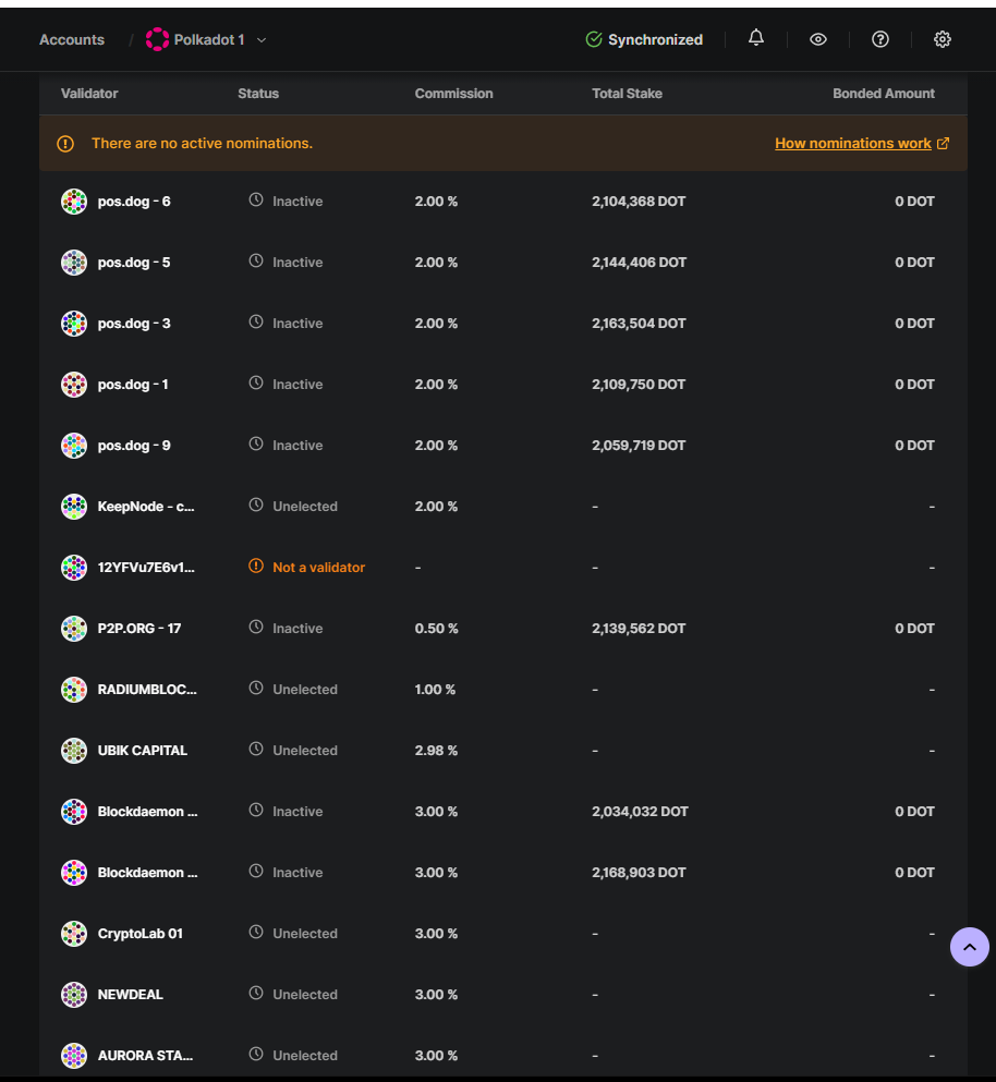 Ledger Live staking nominations