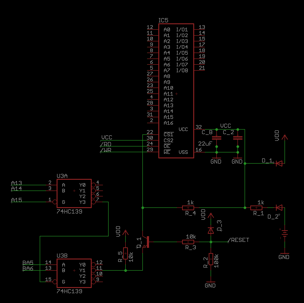 Schematic of battery-backed RAM