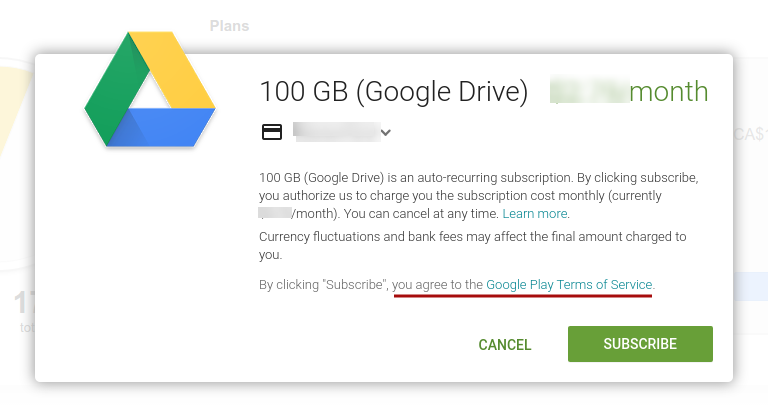 Individual Google Drive storage