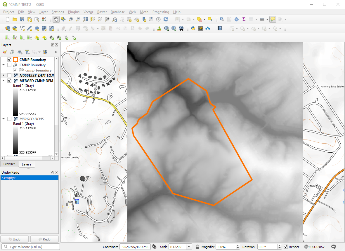 Screenshot of QGIS with bad resolution of data