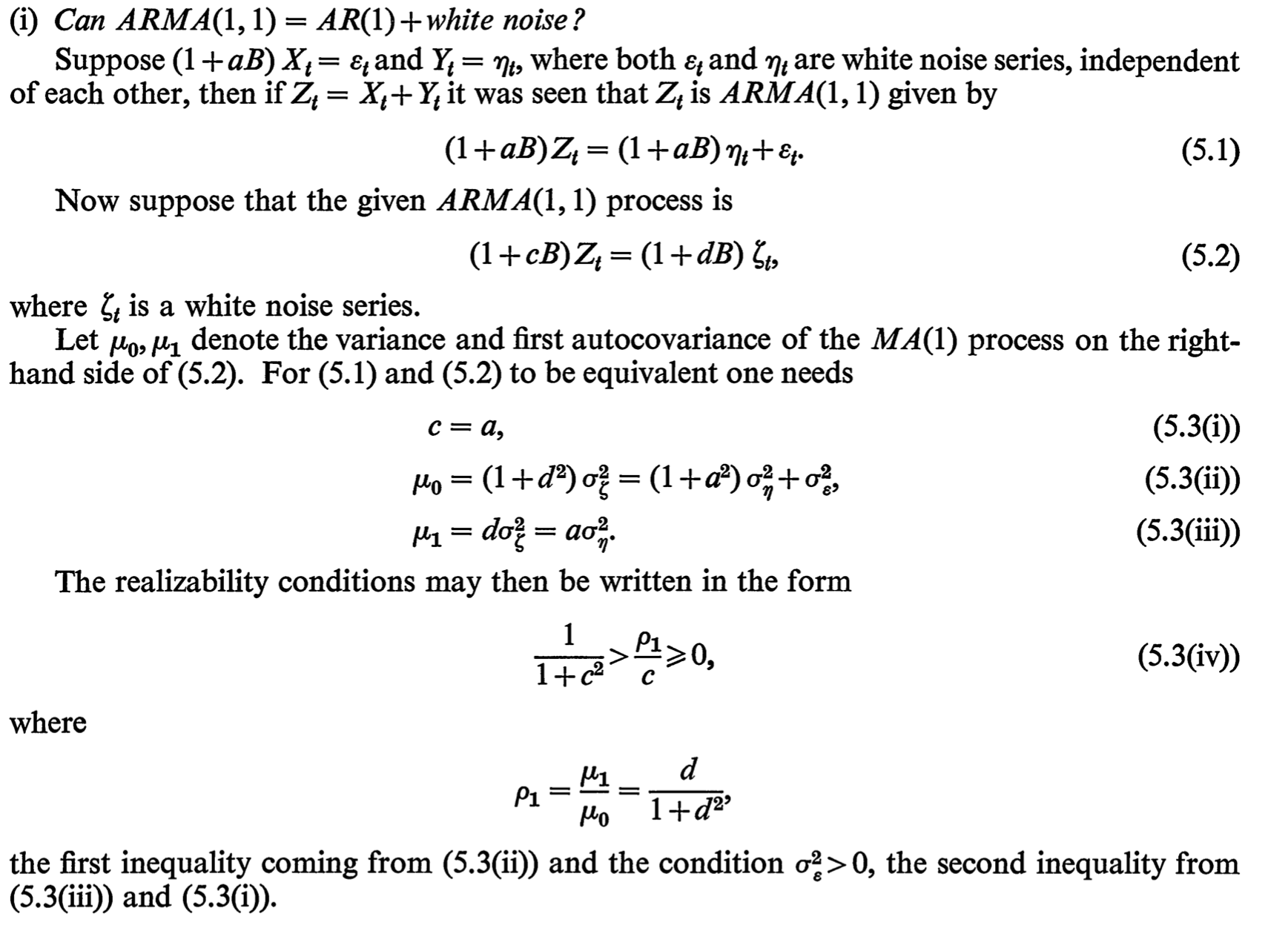 This is a section of text from a paper by Granger and Morris (1976)