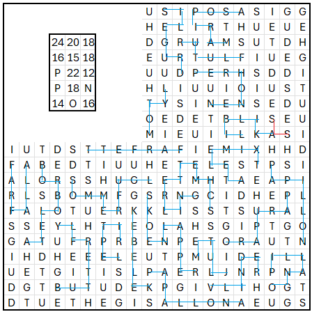 Wordsearch with found words shown