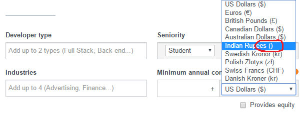 INR sign missing in the list