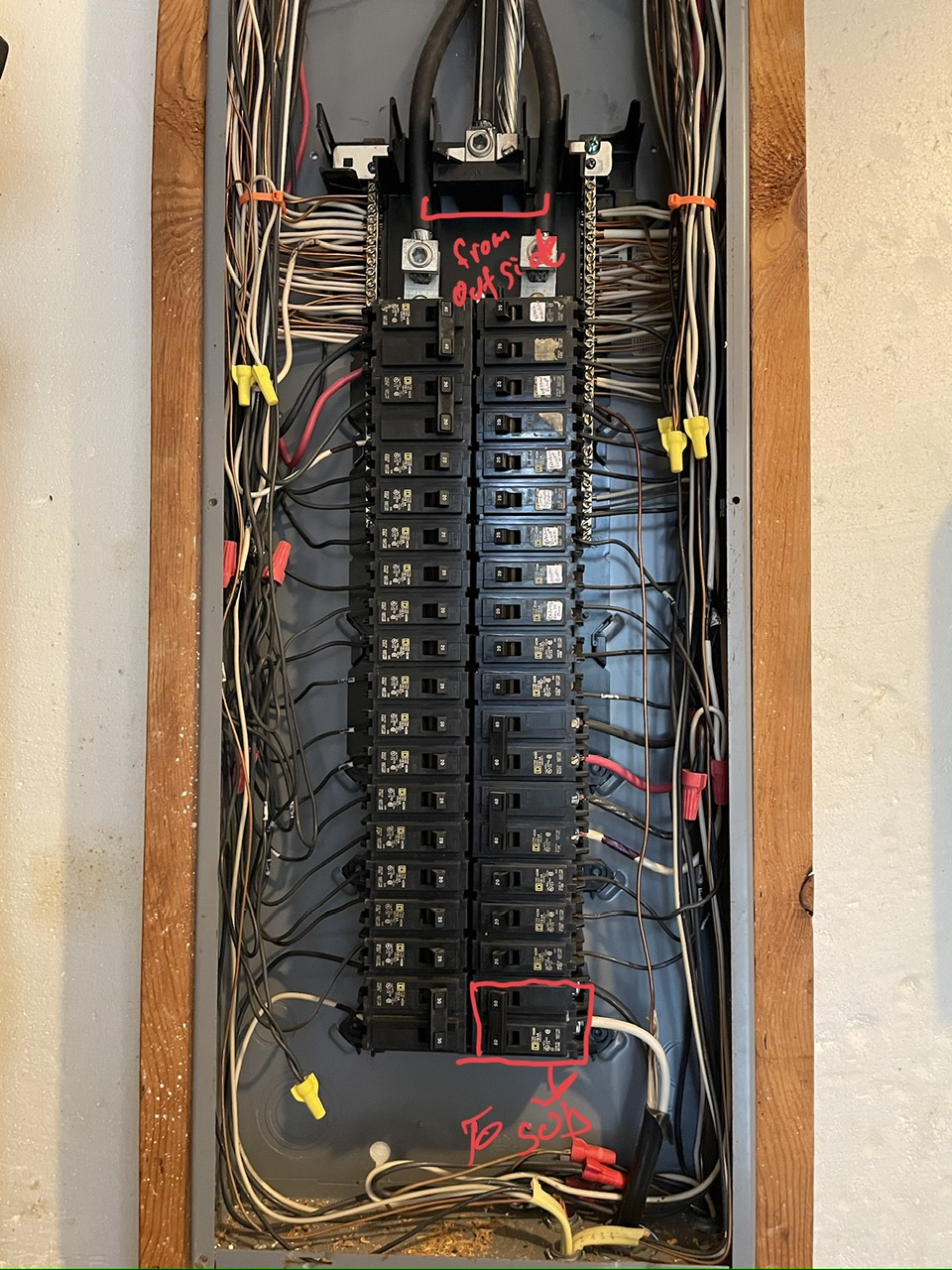 Inside panel fed from outside panel.