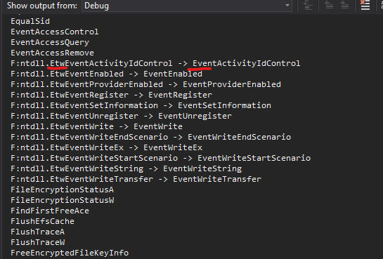 Forwarded function name to exported function name