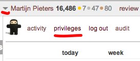 privileges link in dropdown