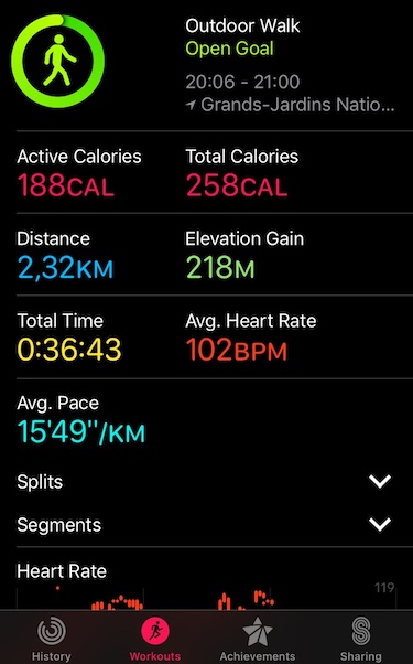 Activity.app showing elevation gain