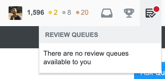 Image of review queue being empty but showing notification