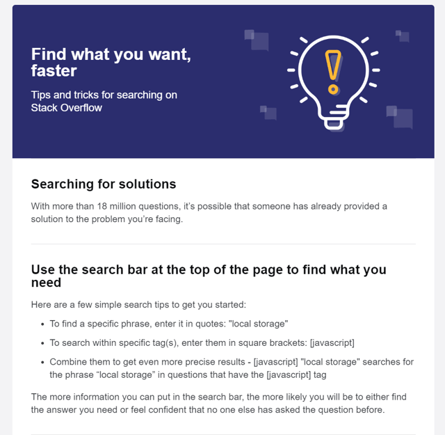 Find what you want, faster / Tips and tricks for searching on Stack Overflow