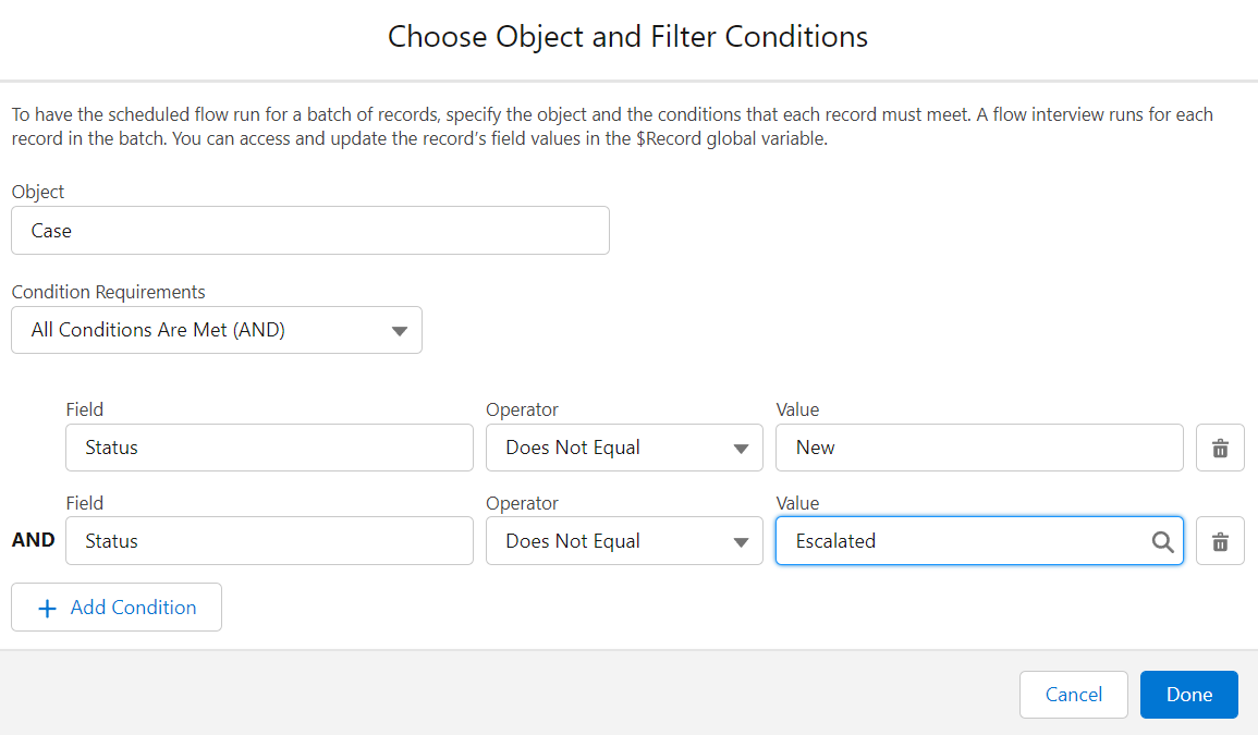 filtering criterias