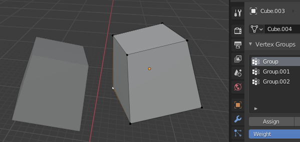 Obj2 and its corresponding vertex groups.