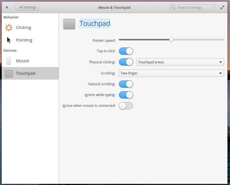 settings window