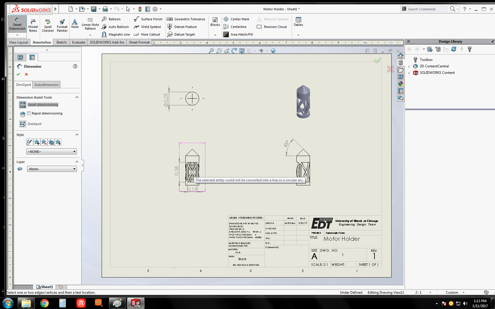 Technical drawing of a motor holder.