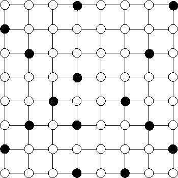 Example admissible configuration for an $8 \times 8$ grid under the hard-core model