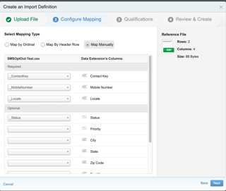 Import definition mapping during setup