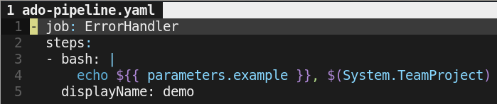 Screenshot of an Azure DevOps pipeline in vim