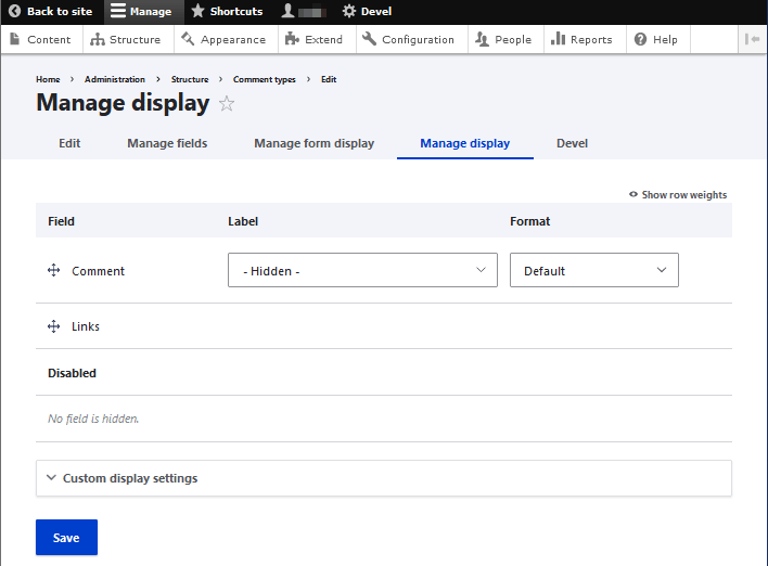 Manage display