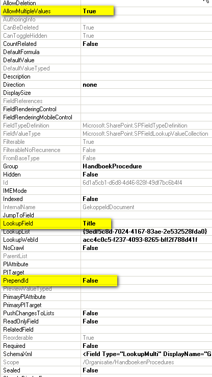 The Column in SharePoint Manager