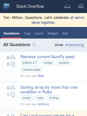 Screenshot of fixed Stack Overflow mobile view