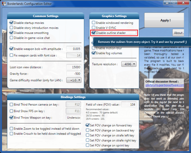 Borderlands Config Tool / Configuration Editor