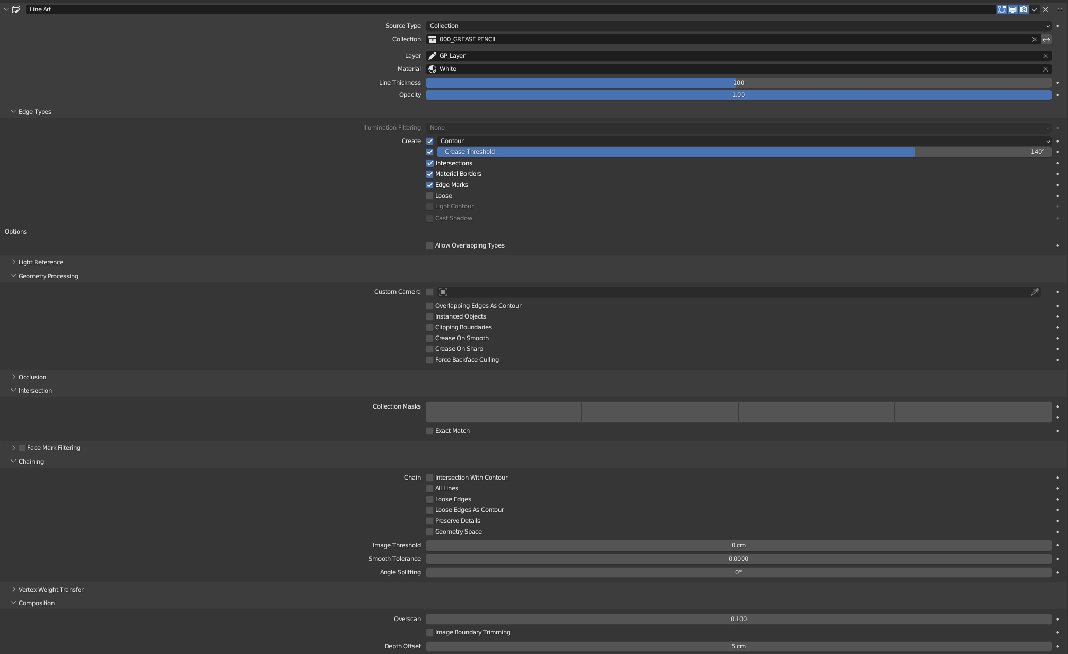 LineArt Modifier Settings