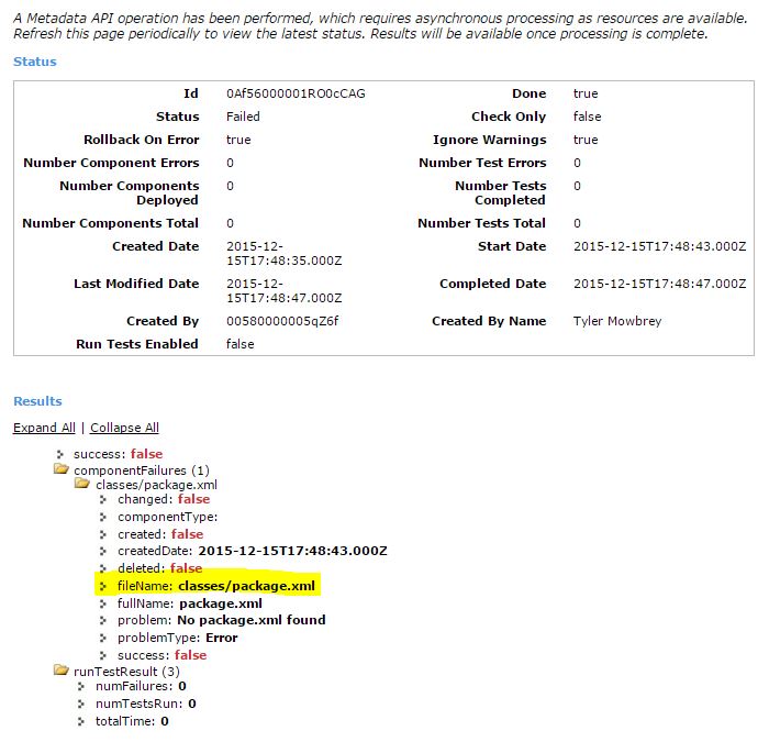 Metadata API Failure