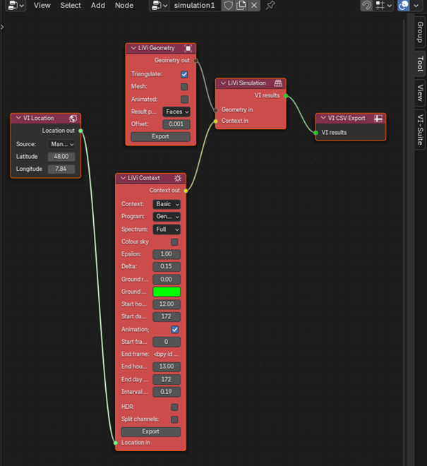 vi suite nodes are created and linked together successfully as shown in the image below