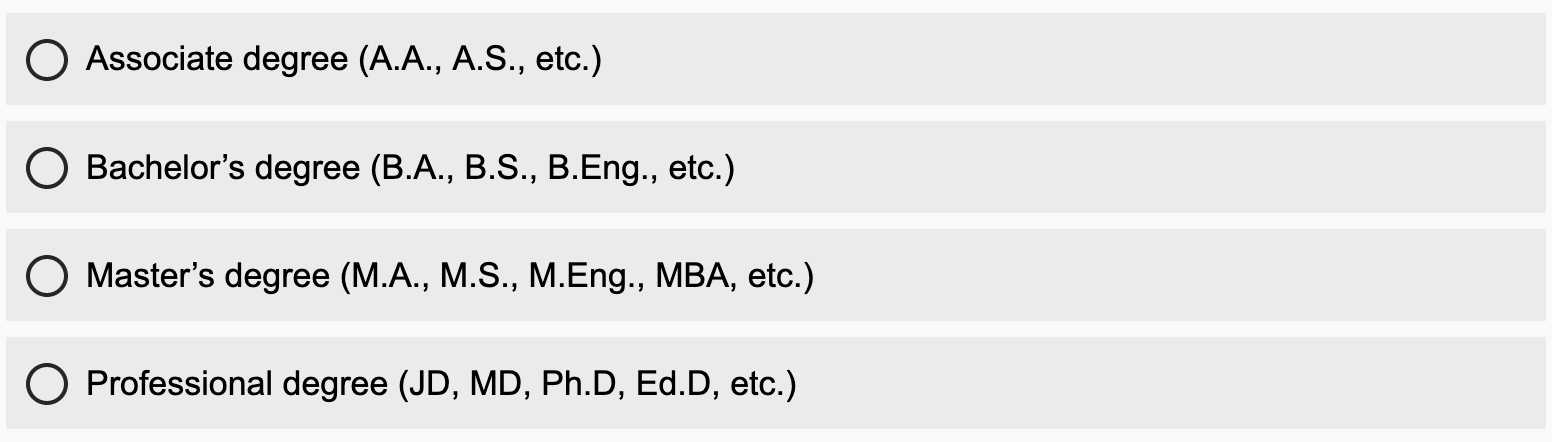 formal education choices