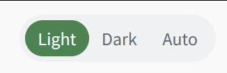 Screenshot of color mode selector with options Light, Dark, and Auto