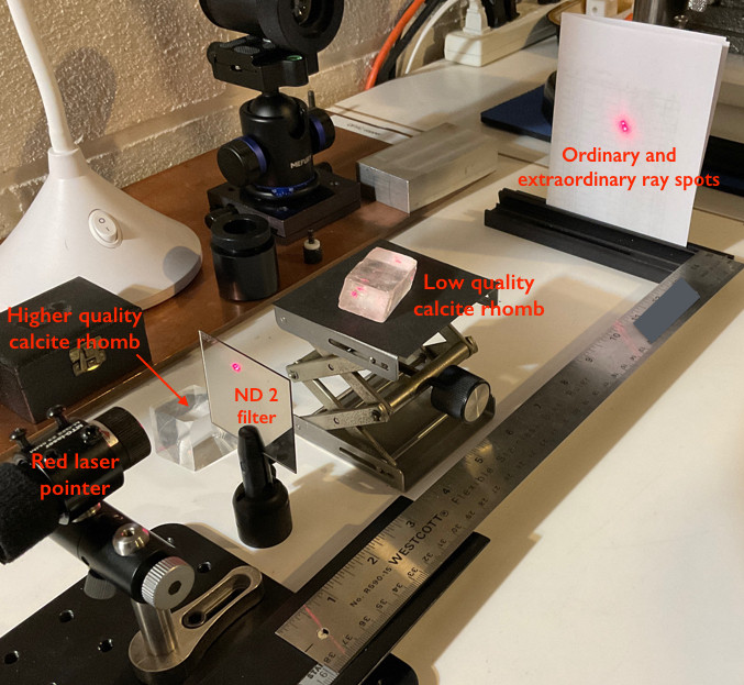 Red laser and calcite rhomb 2