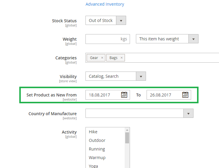 Edit Product Page - date range in proper format