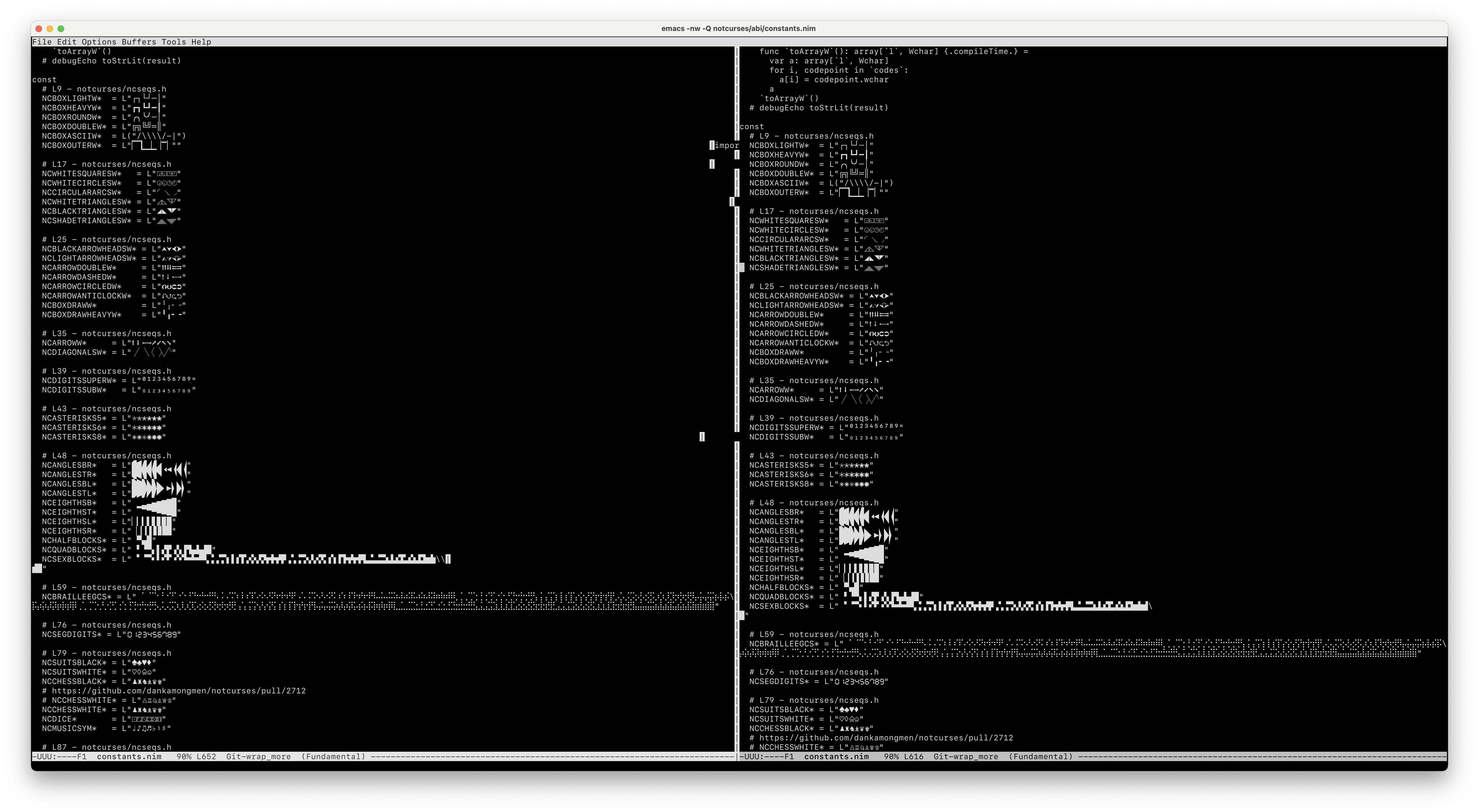 visual corruption in Emacs bare