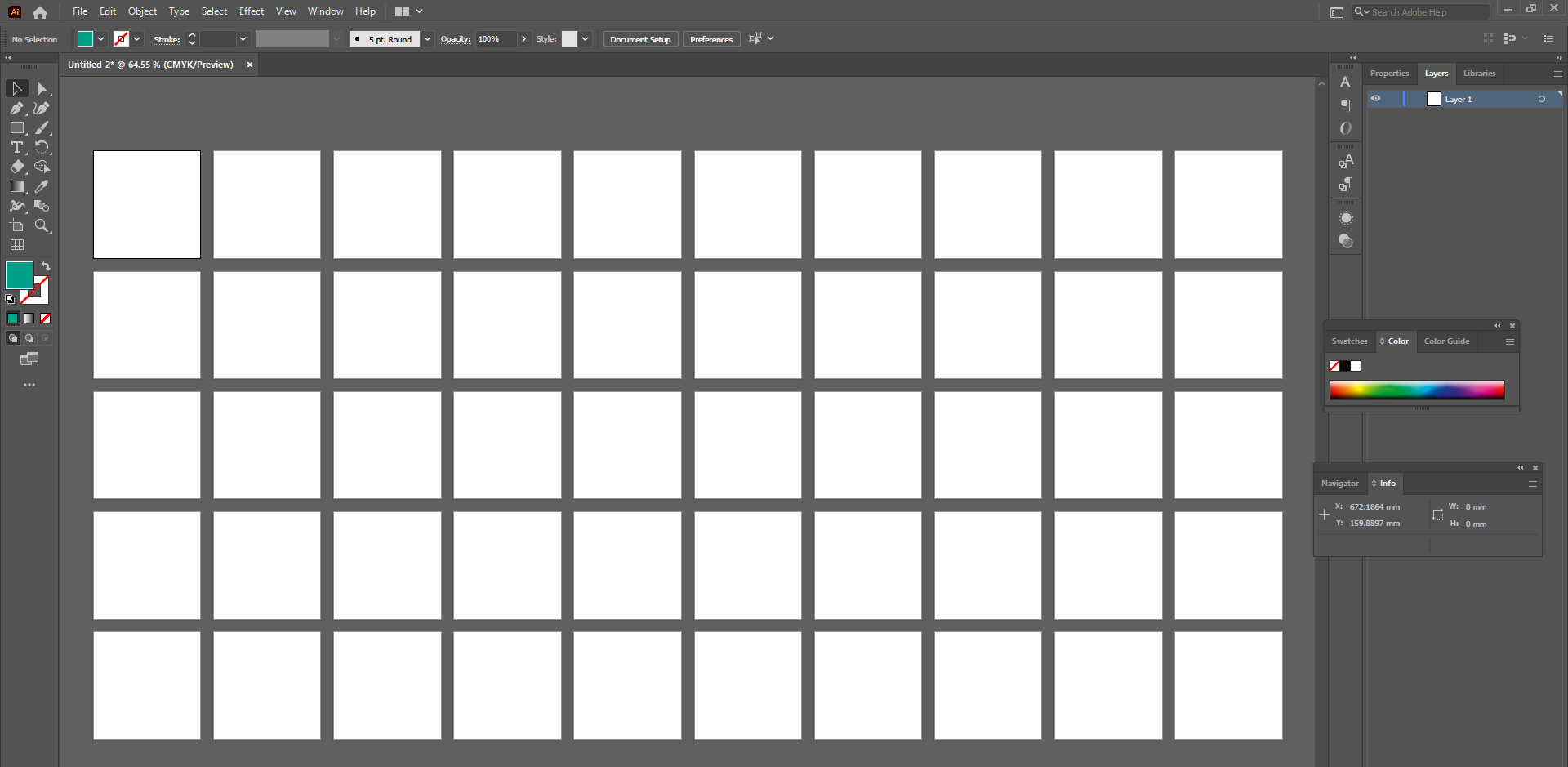 Screenshot of all the identical artboards