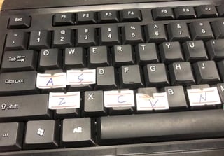 Keyboard with stick-on labels