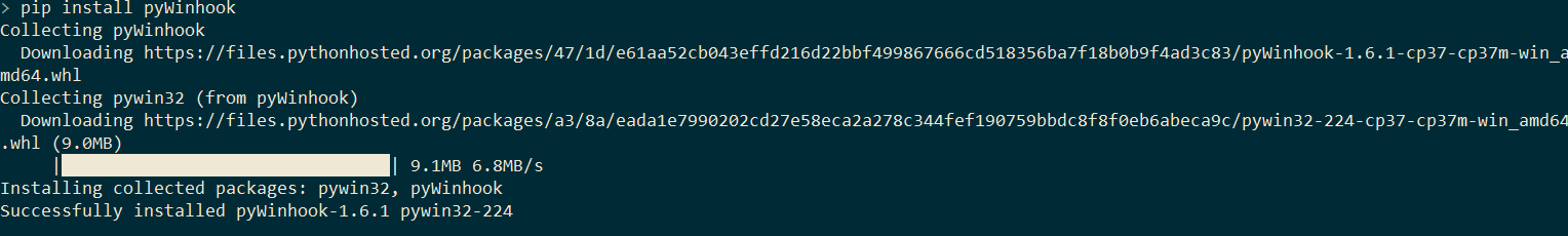 pip install pyWinhook