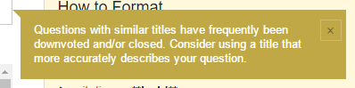 Questions with similar titles have frequently been downvoted and/or closed. Consider using a title that more accurately describes your question.