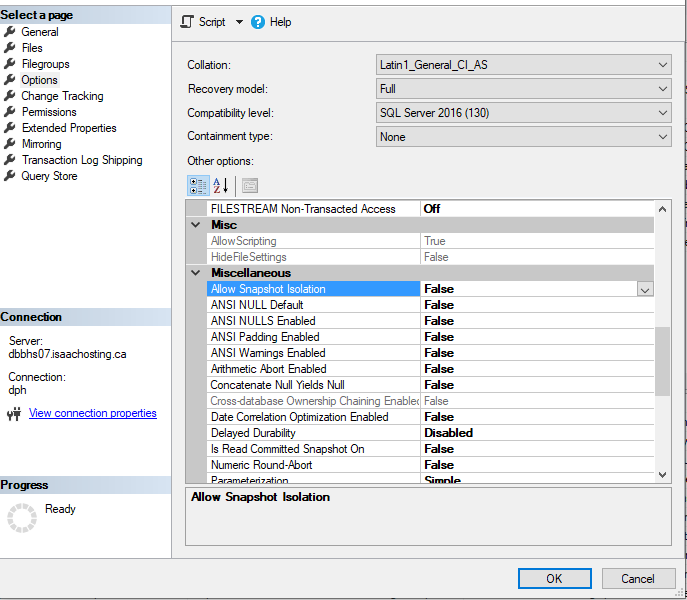 database options