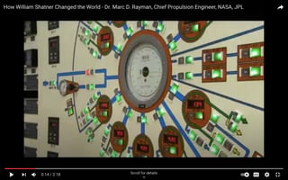 Screen shot of some laboratory from How William Shatner Changed the World - Dr. Marc D. Rayman, Chief Propulsion Engineer, NASA, JPL