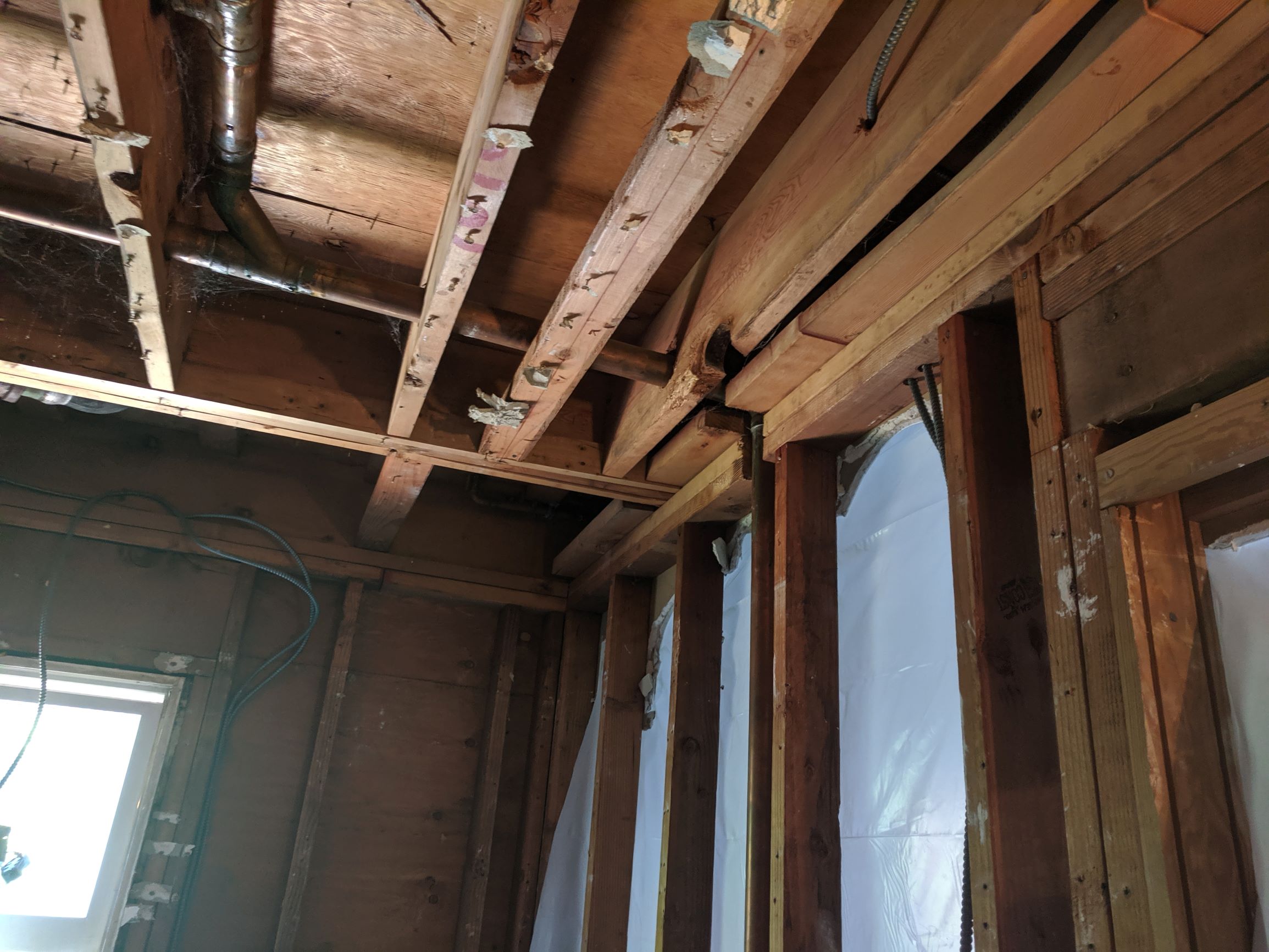 Kitchen wall and exterior wall with window